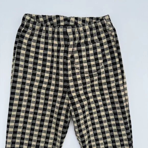 ZARA Gingham Pull-On Pants | Elastic Waist | Black & Beige | 2–3Y | NWT - Picture 2 of 6